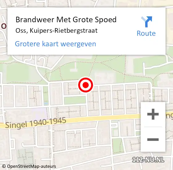 Locatie op kaart van de 112 melding: Brandweer Met Grote Spoed Naar Oss, Kuipers-Rietbergstraat op 9 januari 2021 18:12