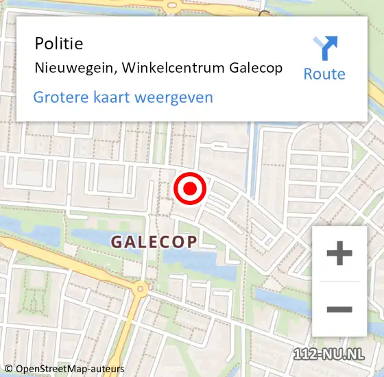 Locatie op kaart van de 112 melding: Politie Nieuwegein, Winkelcentrum Galecop op 9 januari 2021 19:21