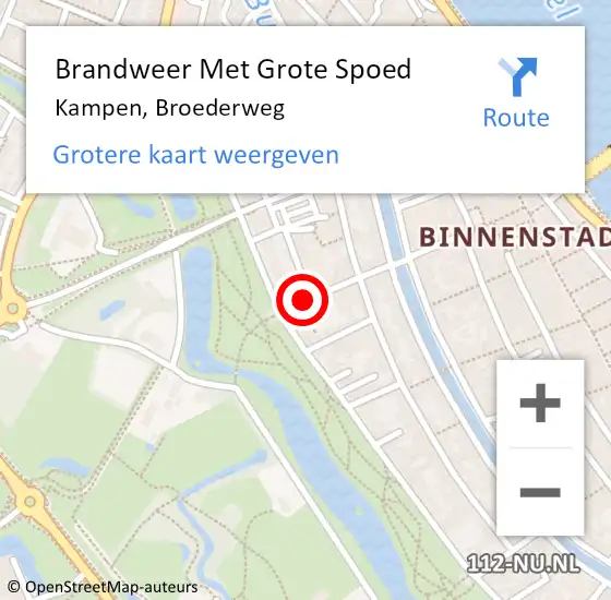 Locatie op kaart van de 112 melding: Brandweer Met Grote Spoed Naar Kampen, Broederweg op 9 januari 2021 19:23