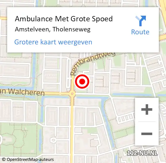 Locatie op kaart van de 112 melding: Ambulance Met Grote Spoed Naar Amstelveen, Tholenseweg op 9 januari 2021 20:13