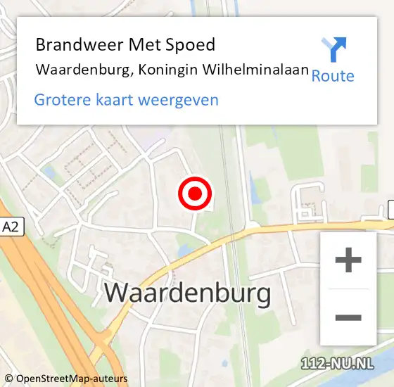 Locatie op kaart van de 112 melding: Brandweer Met Spoed Naar Waardenburg, Koningin Wilhelminalaan op 9 januari 2021 20:27