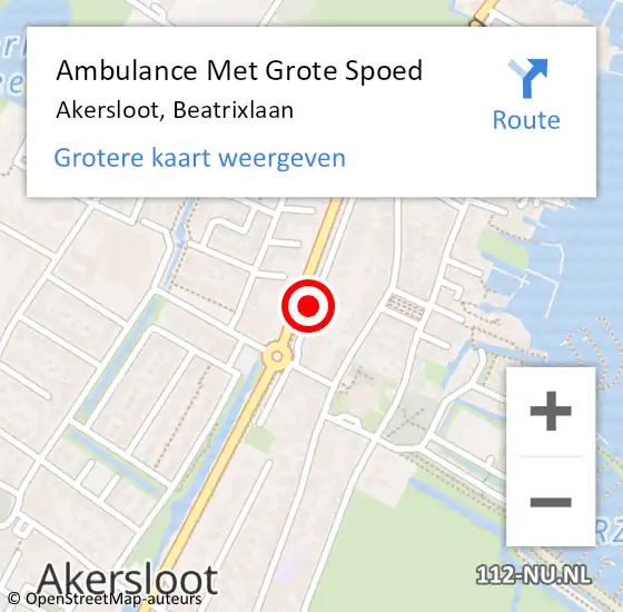 Locatie op kaart van de 112 melding: Ambulance Met Grote Spoed Naar Akersloot, Beatrixlaan op 9 januari 2021 21:18