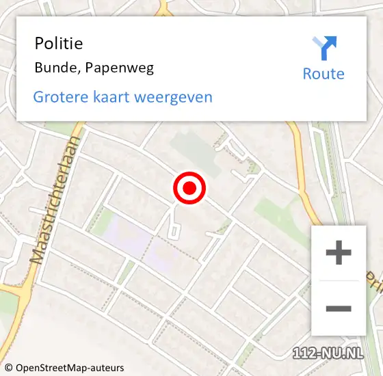 Locatie op kaart van de 112 melding: Politie Bunde, Papenweg op 9 januari 2021 21:48