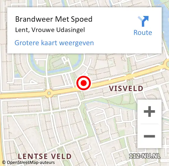 Locatie op kaart van de 112 melding: Brandweer Met Spoed Naar Lent, Vrouwe Udasingel op 9 januari 2021 22:49