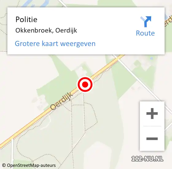 Locatie op kaart van de 112 melding: Politie Okkenbroek, Oerdijk op 10 januari 2021 00:13