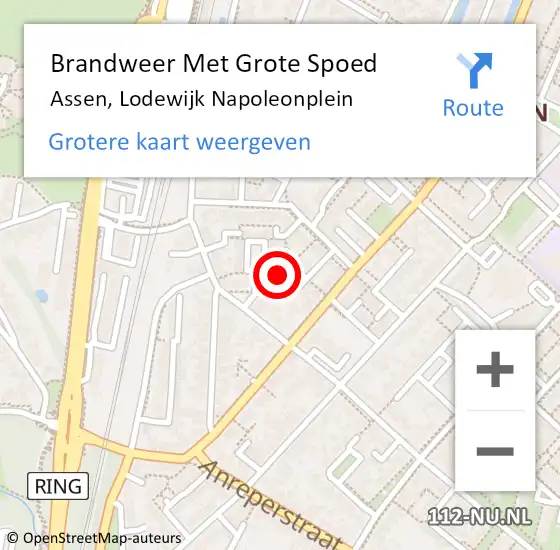 Locatie op kaart van de 112 melding: Brandweer Met Grote Spoed Naar Assen, Lodewijk Napoleonplein op 10 januari 2021 00:23