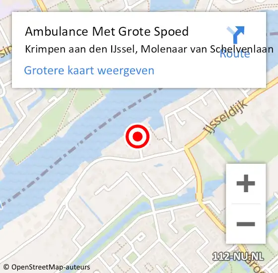 Locatie op kaart van de 112 melding: Ambulance Met Grote Spoed Naar Krimpen aan den IJssel, Molenaar van Schelvenlaan op 10 januari 2021 00:55