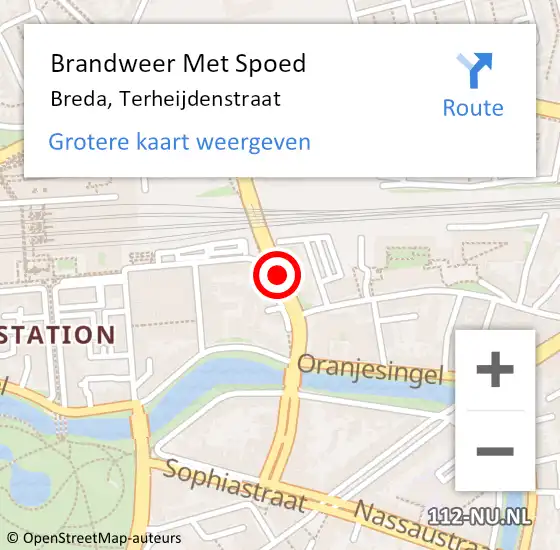 Locatie op kaart van de 112 melding: Brandweer Met Spoed Naar Breda, Terheijdenstraat op 10 januari 2021 01:01