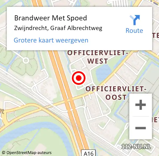 Locatie op kaart van de 112 melding: Brandweer Met Spoed Naar Zwijndrecht, Graaf Albrechtweg op 10 januari 2021 01:37