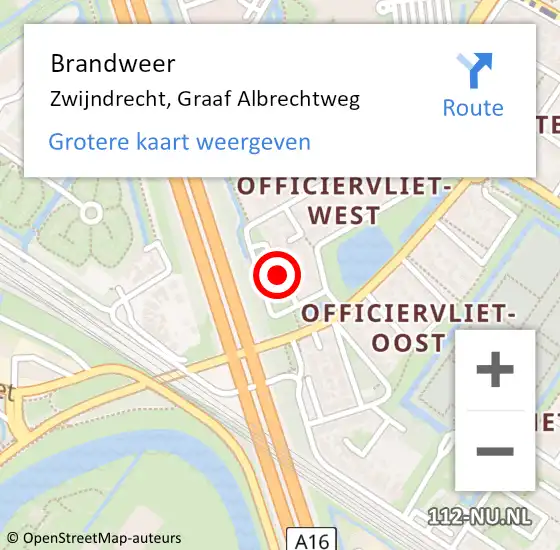 Locatie op kaart van de 112 melding: Brandweer Zwijndrecht, Graaf Albrechtweg op 10 januari 2021 01:50