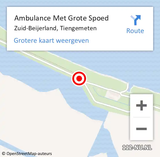 Locatie op kaart van de 112 melding: Ambulance Met Grote Spoed Naar Zuid-Beijerland, Tiengemeten op 10 januari 2021 03:11