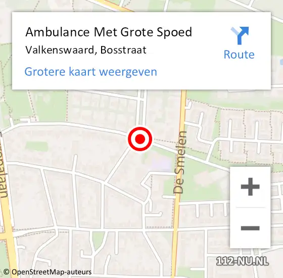 Locatie op kaart van de 112 melding: Ambulance Met Grote Spoed Naar Valkenswaard, Bosstraat op 10 januari 2021 03:50