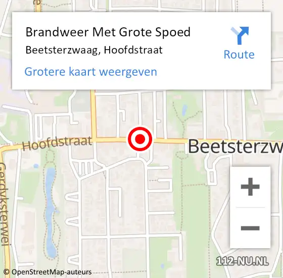 Locatie op kaart van de 112 melding: Brandweer Met Grote Spoed Naar Beetsterzwaag, Hoofdstraat op 10 januari 2021 05:10