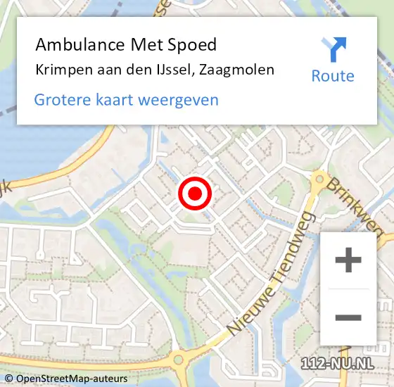 Locatie op kaart van de 112 melding: Ambulance Met Spoed Naar Krimpen aan den IJssel, Zaagmolen op 10 januari 2021 05:53