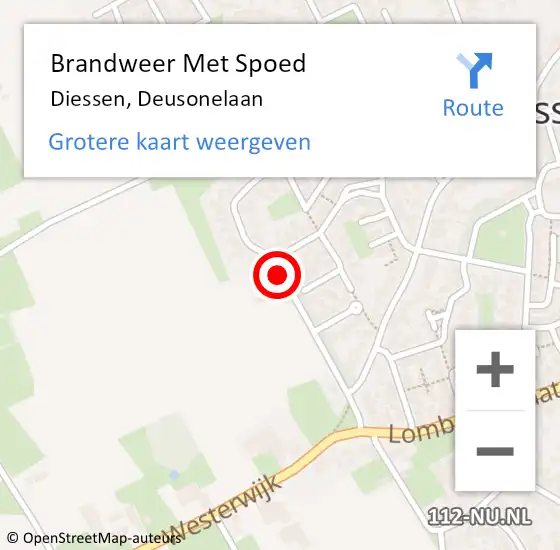 Locatie op kaart van de 112 melding: Brandweer Met Spoed Naar Diessen, Deusonelaan op 10 januari 2021 07:29