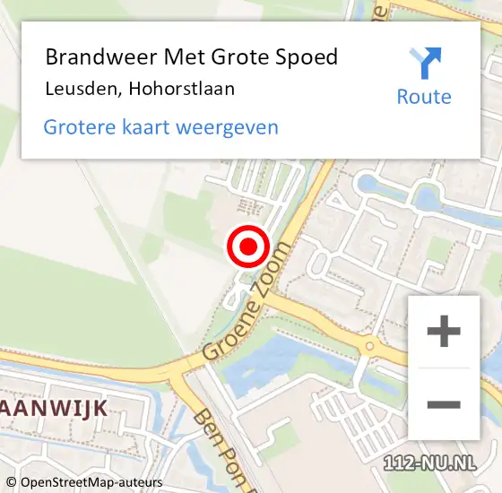 Locatie op kaart van de 112 melding: Brandweer Met Grote Spoed Naar Leusden, Hohorstlaan op 10 januari 2021 07:41