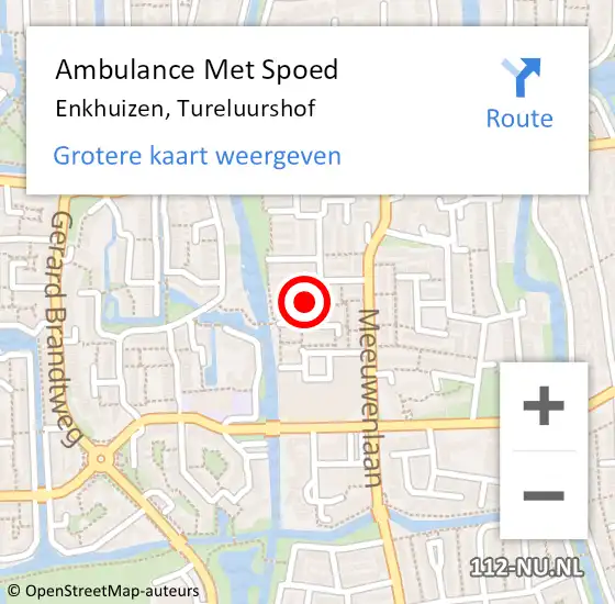 Locatie op kaart van de 112 melding: Ambulance Met Spoed Naar Enkhuizen, Tureluurshof op 10 januari 2021 09:00