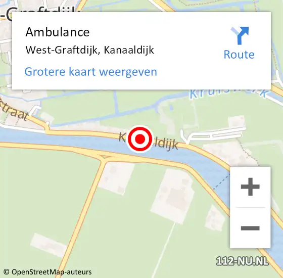 Locatie op kaart van de 112 melding: Ambulance West-Graftdijk, Kanaaldijk op 10 januari 2021 09:09