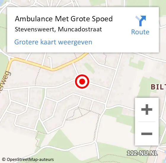 Locatie op kaart van de 112 melding: Ambulance Met Grote Spoed Naar Stevensweert, Muncadostraat op 10 januari 2021 09:33