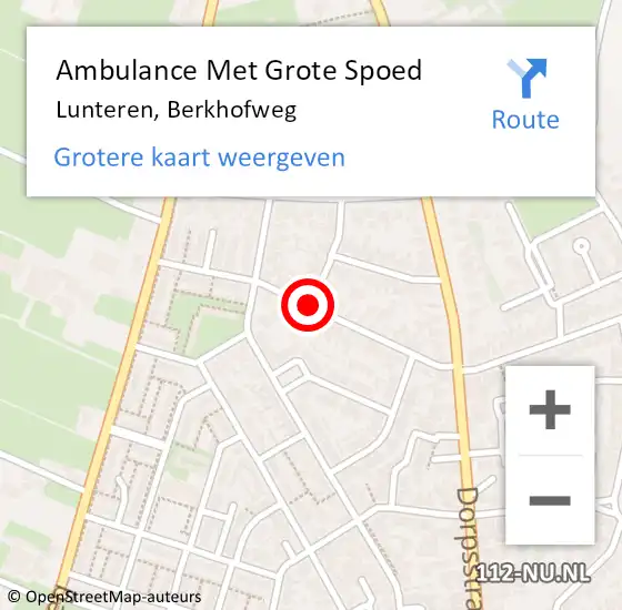 Locatie op kaart van de 112 melding: Ambulance Met Grote Spoed Naar Lunteren, Berkhofweg op 10 januari 2021 09:46