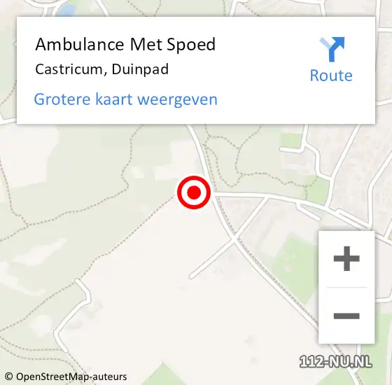 Locatie op kaart van de 112 melding: Ambulance Met Spoed Naar Castricum, Duinpad op 10 januari 2021 09:50