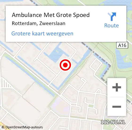 Locatie op kaart van de 112 melding: Ambulance Met Grote Spoed Naar Rotterdam, Zweerslaan op 10 januari 2021 13:20