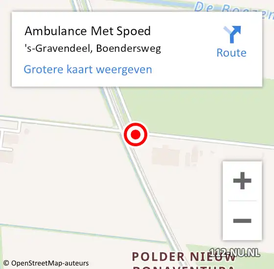 Locatie op kaart van de 112 melding: Ambulance Met Spoed Naar 's-Gravendeel, Boendersweg op 10 januari 2021 13:31