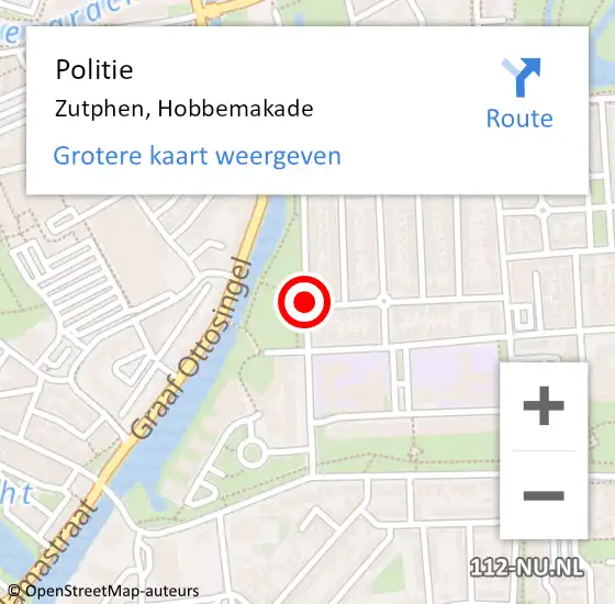 Locatie op kaart van de 112 melding: Politie Zutphen, Hobbemakade op 10 januari 2021 13:32