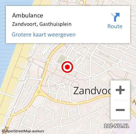 Locatie op kaart van de 112 melding: Ambulance Zandvoort, Gasthuisplein op 10 januari 2021 15:10