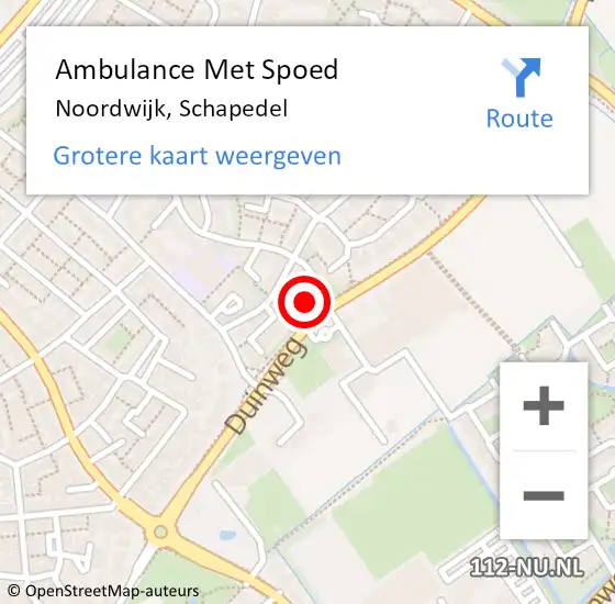 Locatie op kaart van de 112 melding: Ambulance Met Spoed Naar Noordwijk, Schapedel op 30 mei 2014 11:22