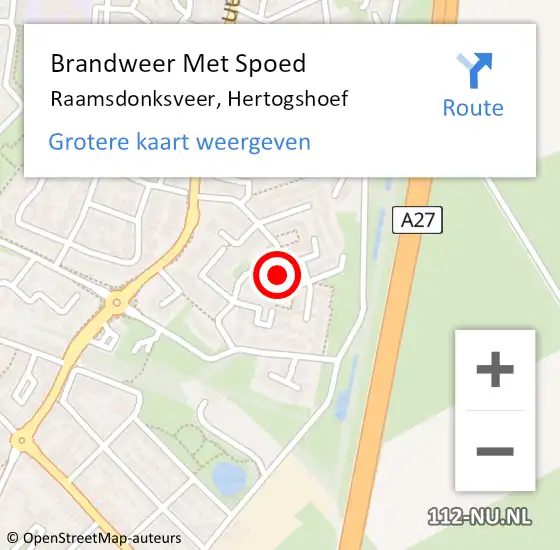 Locatie op kaart van de 112 melding: Brandweer Met Spoed Naar Raamsdonksveer, Hertogshoef op 10 januari 2021 15:21