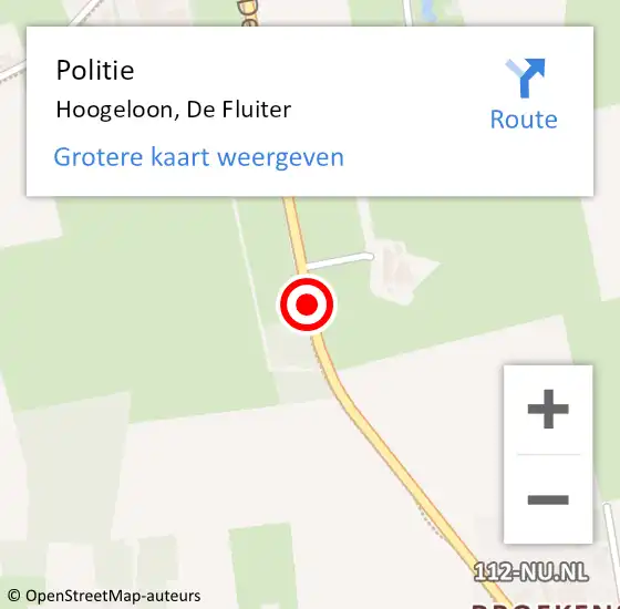 Locatie op kaart van de 112 melding: Politie Hoogeloon, De Fluiter op 10 januari 2021 16:29