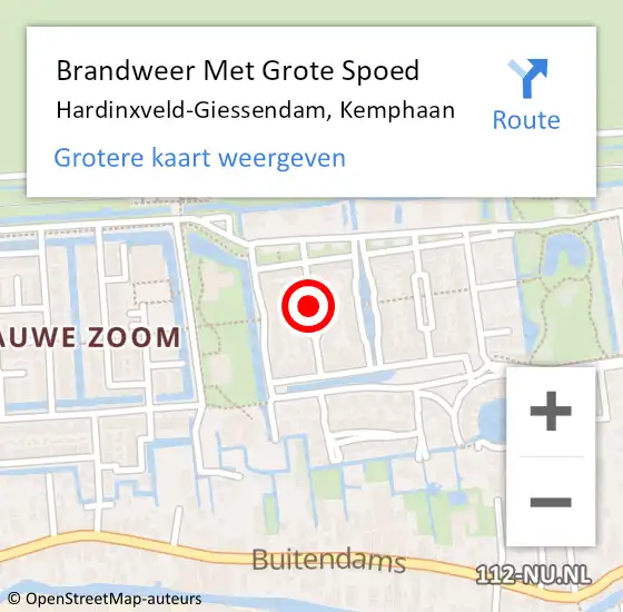 Locatie op kaart van de 112 melding: Brandweer Met Grote Spoed Naar Hardinxveld-Giessendam, Kemphaan op 10 januari 2021 16:40