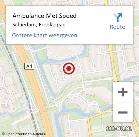 Locatie op kaart van de 112 melding: Ambulance Met Spoed Naar Schiedam, Frenkelpad op 10 januari 2021 16:58