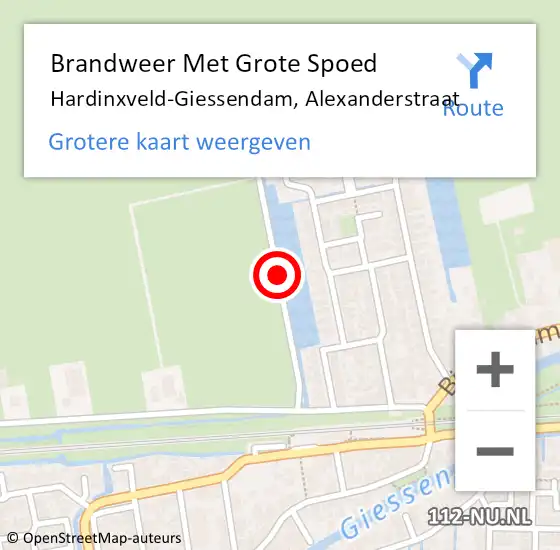 Locatie op kaart van de 112 melding: Brandweer Met Grote Spoed Naar Hardinxveld-Giessendam, Alexanderstraat op 10 januari 2021 17:00