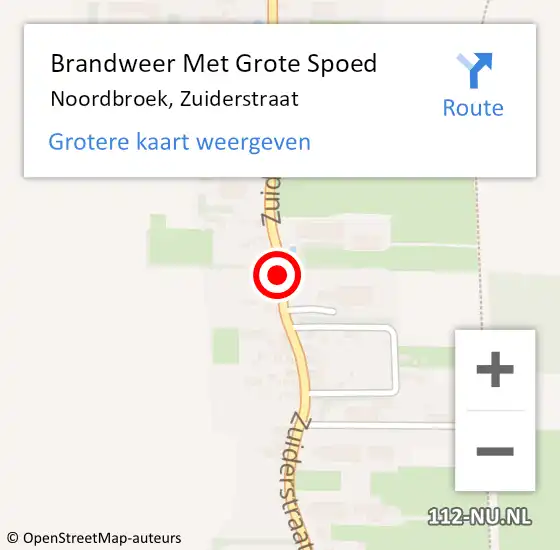 Locatie op kaart van de 112 melding: Brandweer Met Grote Spoed Naar Noordbroek, Zuiderstraat op 10 januari 2021 17:28