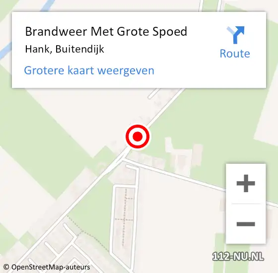 Locatie op kaart van de 112 melding: Brandweer Met Grote Spoed Naar Hank, Buitendijk op 10 januari 2021 17:45