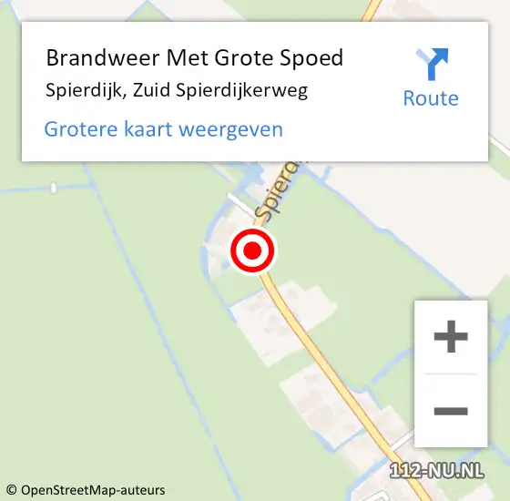 Locatie op kaart van de 112 melding: Brandweer Met Grote Spoed Naar Spierdijk, Zuid Spierdijkerweg op 10 januari 2021 18:03