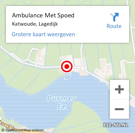 Locatie op kaart van de 112 melding: Ambulance Met Spoed Naar Katwoude, Lagedijk op 10 januari 2021 19:03