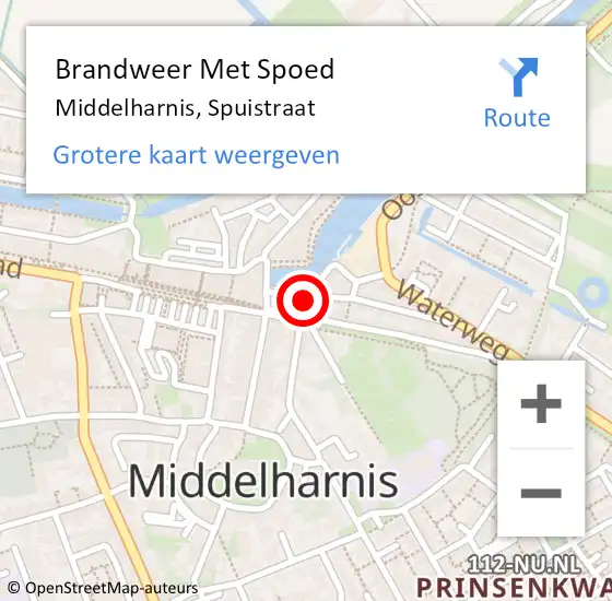 Locatie op kaart van de 112 melding: Brandweer Met Spoed Naar Middelharnis, Spuistraat op 10 januari 2021 19:21