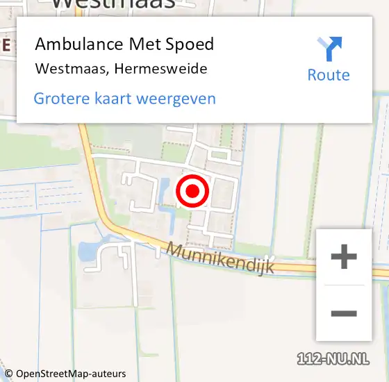 Locatie op kaart van de 112 melding: Ambulance Met Spoed Naar Westmaas, Hermesweide op 10 januari 2021 20:11