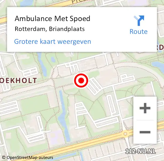 Locatie op kaart van de 112 melding: Ambulance Met Spoed Naar Rotterdam, Briandplaats op 11 januari 2021 00:03