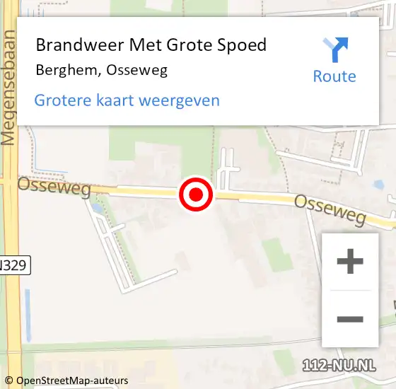 Locatie op kaart van de 112 melding: Brandweer Met Grote Spoed Naar Berghem, Osseweg op 11 januari 2021 05:56