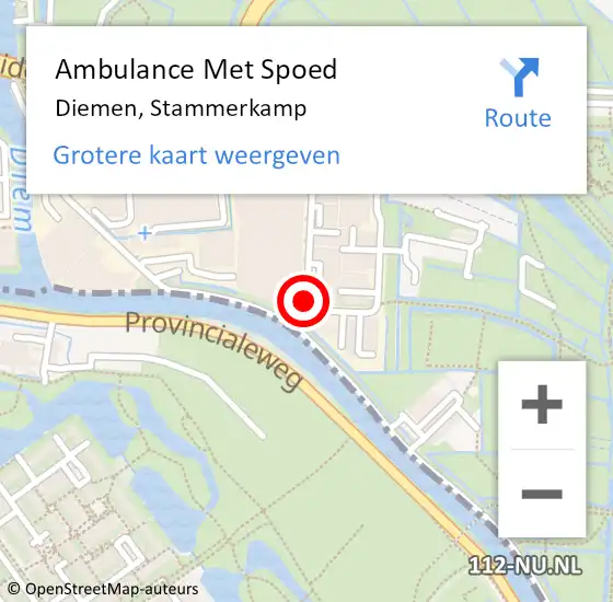 Locatie op kaart van de 112 melding: Ambulance Met Spoed Naar Diemen, Stammerkamp op 11 januari 2021 07:22