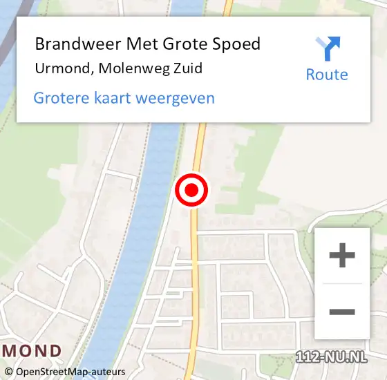 Locatie op kaart van de 112 melding: Brandweer Met Grote Spoed Naar Urmond, Molenweg Zuid op 11 januari 2021 10:37