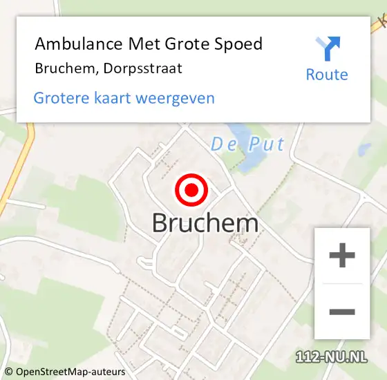 Locatie op kaart van de 112 melding: Ambulance Met Grote Spoed Naar Bruchem, Dorpsstraat op 11 januari 2021 11:30