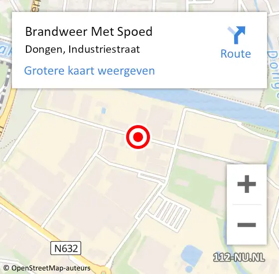 Locatie op kaart van de 112 melding: Brandweer Met Spoed Naar Dongen, Industriestraat op 11 januari 2021 11:57