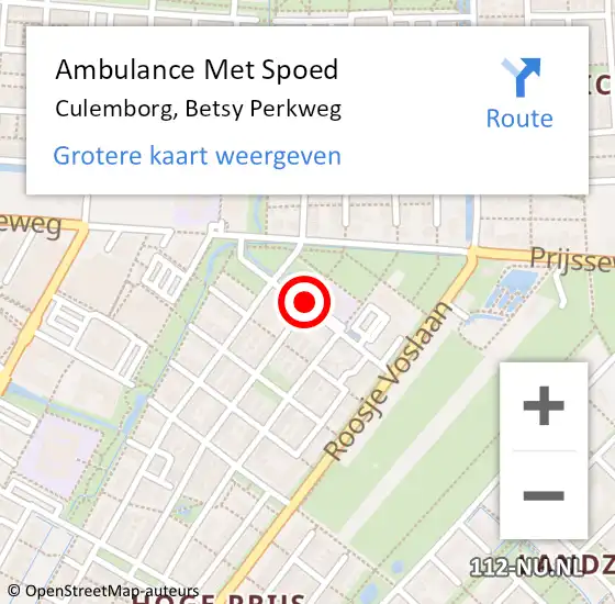 Locatie op kaart van de 112 melding: Ambulance Met Spoed Naar Culemborg, Betsy Perkweg op 11 januari 2021 12:02