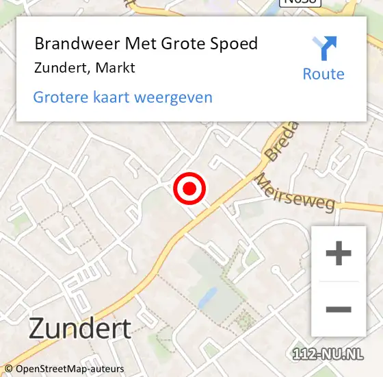 Locatie op kaart van de 112 melding: Brandweer Met Grote Spoed Naar Zundert, Markt op 11 januari 2021 12:07