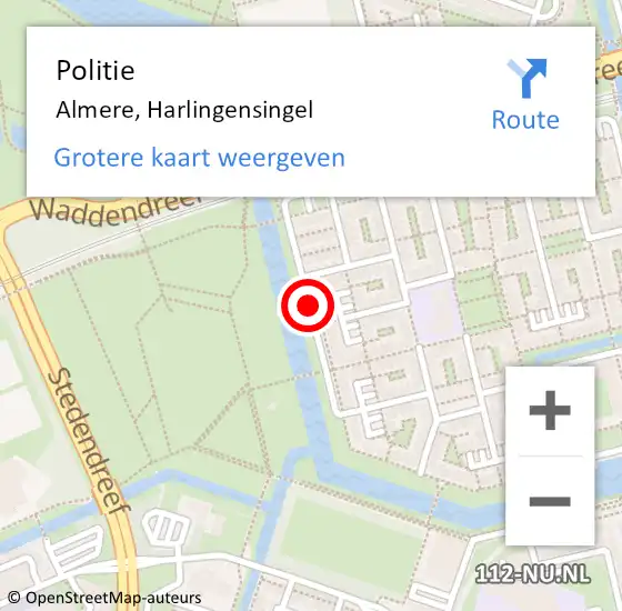 Locatie op kaart van de 112 melding: Politie Almere, Harlingensingel op 11 januari 2021 12:08